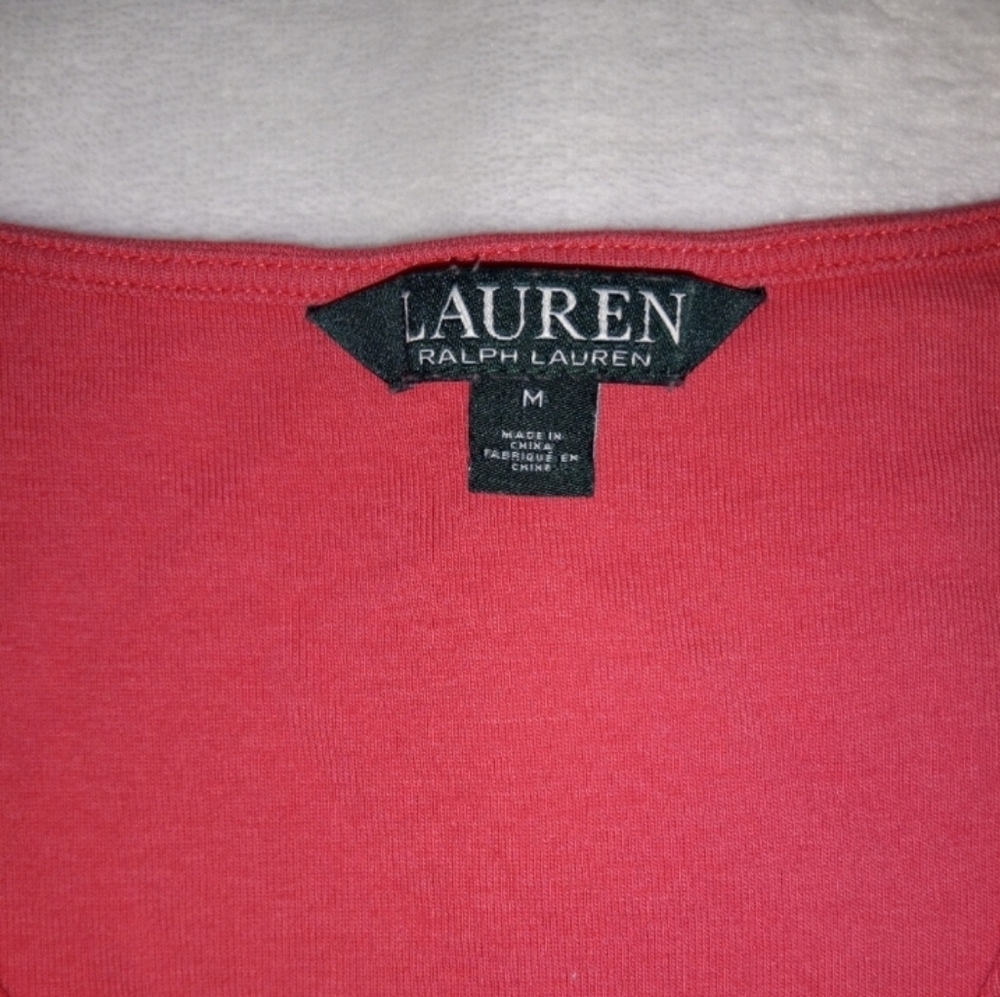 LAUREN RALPH LAUREN V-NECK. WOMENS SIZE M. CORAL REEF COLOR. - Picture 3 of 12